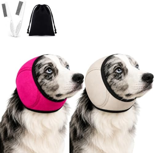 Dog Ear Muffs Noise Protection, Adjustable No-Flap Dog Ear Cover for Fireworks, Thunderstorms, Grooming, Blow Drying