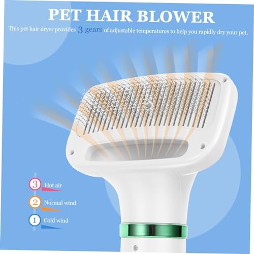 Kisangel Dog Cat Grooming Hair Dryer Brush Low Noise Pet Hair Blower with Adjustable Temperature for Long Hair for Home Salon Plug