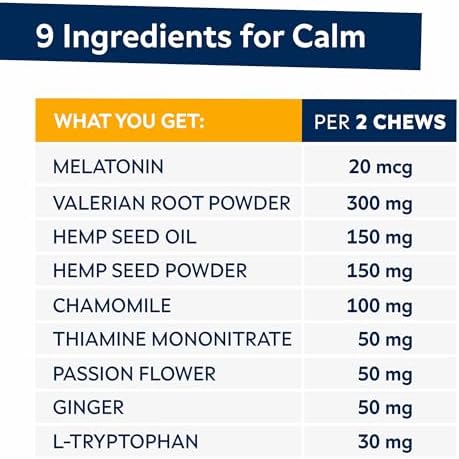 STRELLALAB Hemp Calming Chews for Dogs, Melatonin