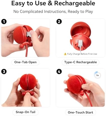Cheerble Interactive Cat Toy Ball, Smart Automatic Electric Cat Toys for Indoor Cats with 3 Speeds, Chirping Moving Motion Activated Teaser Rolling Ball Toy for Cats/Small Dog to Keep Them Busy
