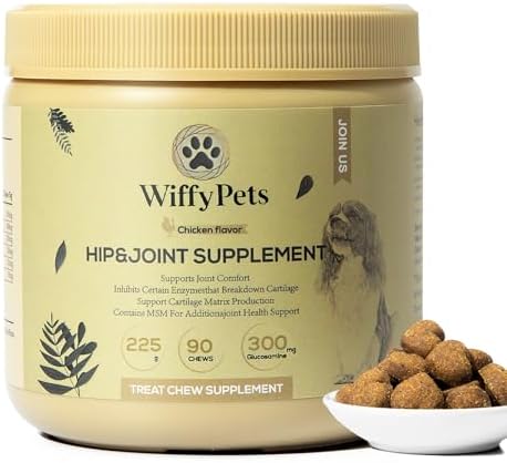 Hip and Joint Supplement Dogs with Glucasamine for Dogs, Hip Pain Relief for Small, Medium and Large Breed, Hip and Joint Chews for Dog MSM, Chondroitin 90 Count, Chicken Flavor