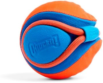 Chuckit! Rope Fetch Dog Toy, Ball on Rope, Durable EVA Rubber, 5.5-in | 18-In Rope Toy Doubles as a Fetch and Tug-of-War Toy for Dogs, Built in a Durable Orange and Blue Design for Play