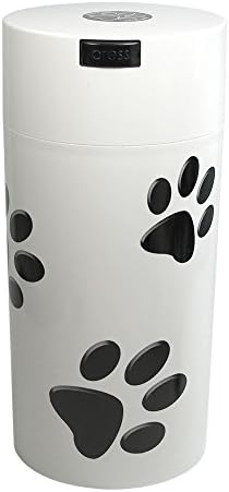 Pawvac 24 Ounce Vacuum Sealed Pet Food Storage Container; White/Black Paws