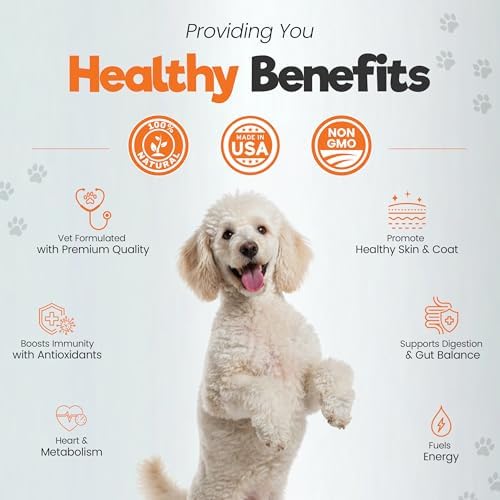 Dog Multivitamin Soft Chews with Probiotics & Omega 3 for Gut, Immune & Skin Support - Daily Wellness Treats for Dogs of All Breeds & Sizes - Peanut Butter Flavor, 60 Count, Made in USA