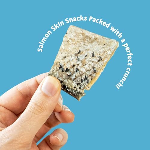 SKIPPER'S Salmon Skin Snacks Dog Treats - Gently Air Dried 100% Salmon Skin Chews, Great for Cleaning Teeth, Essential Omega 3 Oil, Hypoallergenic, Wheat & Gluten Free Fish Treat for Dogs | (3.52 Oz)