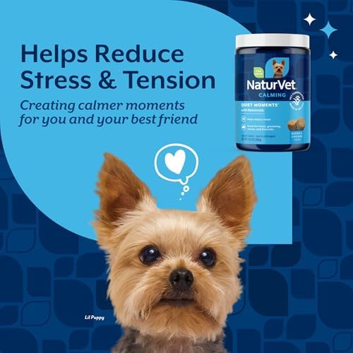NaturVet Quiet Moments Calming with Melatonin Dog Supplement, 180-Pack, 180 Count