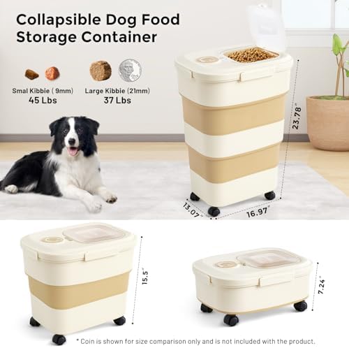 ZOMISIA 40-50lbs Dog Food Storage Container, 50lbs, Khaki