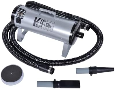 Electric Cleaner Company K9 II Dog Blow Dryer - High Power Grooming Dryer, Heavy Duty, 10' Hose, Deshedding, Silver