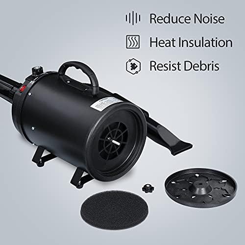 Dog Hair Dryer, 2400W Pet Grooming Dryer High Velocity Professional Blower with 4 Nozzles and 2 Filters, Adjustable Speed and Temperature Dog Hair Dryers, Black