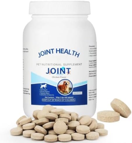 Dog Joint Health Supplement Chews, Glucosamine & Chondroitin for Hip and Joint Support, Chicken Flavor Soft Chews for Dogs, 100 Tablets