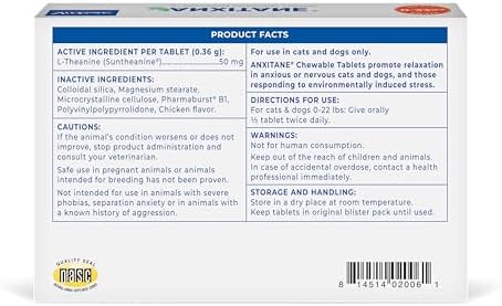 ANXITANE (L-Theanine) Chewable Tablet Small Dog/Cat < 22lbs