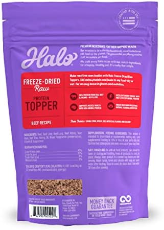Halo Freeze-Dried Raw Dog Food Topper, Beef Recipe, 3.5 oz