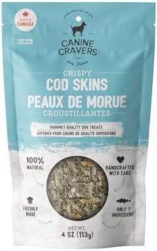 Canine Cravers Single Ingredient Dog Treats - Wild Caught Crispy Cod Skins, 4oz