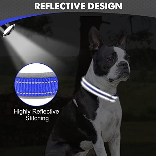Joytale Reflective Dog Collar for Medium Dogs with Wide Padding, Navy Blue