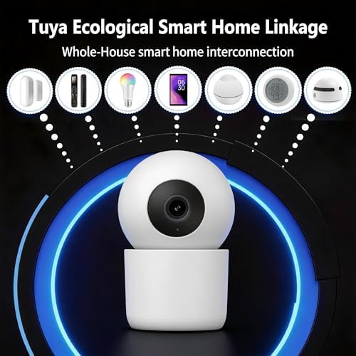 Indoor Pan/Tilt Home Security Mobile Tracking Camera 2K 3MP, 345 Degree Wireless WiFi Webcam/Monitor for Baby/Elder with Night Vision & Phone App (128G SD Card Storage), 2 Way Audio, Human Detection