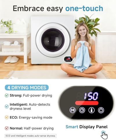 Feelfunn 3.5 Cu. Ft. Portable Clothes Dryer, 1500W Front Load