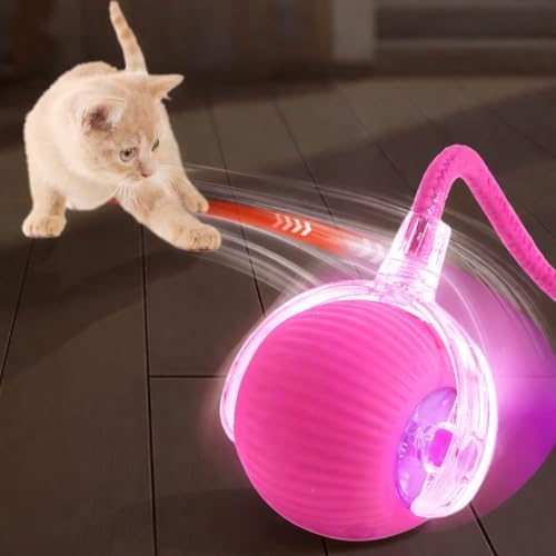 PAWFECT Interactive Cat Toy Ball, Automatic Rechargeable Cat Teaser Toy, Motion Activated Rolling Ball for Indoor Cats & Kittens, USB Charging, Self Play Exercise Toy (Pink)