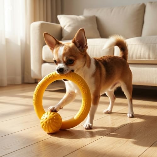 Small Dog Ball with Strap, Floating EVA, Yellow