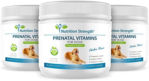 Prenatal Vitamins for Dogs to Support Development of Healthy Puppies, Promote Milk Production, with Folic Acid, Iron, Zinc, Iodine, B Vitamins for Pregnant Dogs, 90 Soft Chews