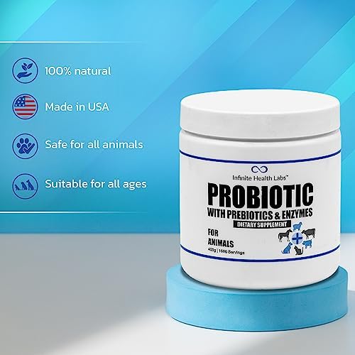 Probiotics for Dogs and Cats - Vet Formulated Pet Prebiotic & Enzyme Powder for Digestive, Gut & Immune Health - 1600 Servings (400 g)
