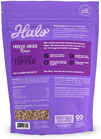 Halo Freeze-Dried Raw Dog Food Topper, Beef & Salmon Recipe, 1 lb