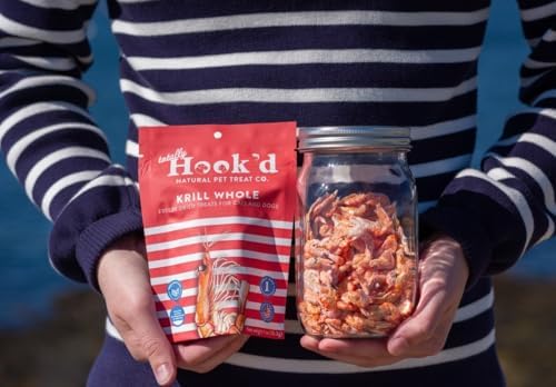 Totally Hook'd Freeze‑Dried Single‑Ingredient Treats, High‑Protein Omega-3 Training Snack for Dogs & Cats (1 Ounce, Krill)