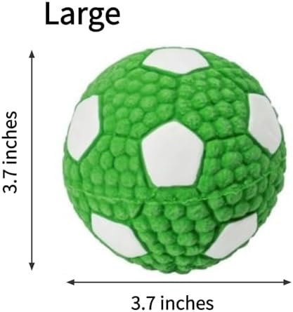 Squeaky Chew Dog Toys Interactive Sports Balls with Squeaker Soft Latex Rubber Bouncy Fetch Ball Toy (Soccer, Volleyball, Football, Tennis) for Puppy & Dog (Soccer-Green,Large)