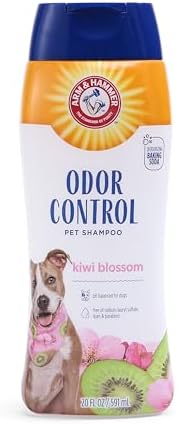 Arm & Hammer Deodorizing Dog Shampoo, Kiwi Blossom, 20 Fl Oz, 2-Pack | Tearless, moisturizing baking soda formula for sensitive skin, safe for dogs and puppies during regular baths