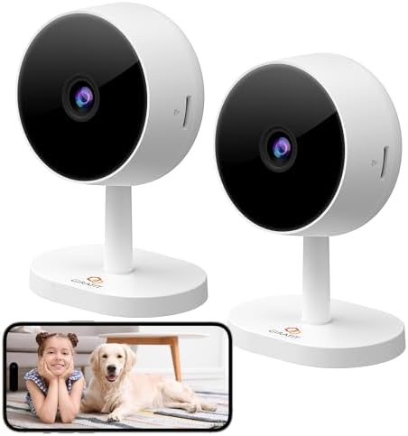Girafit 3MP 2K Indoor Camera 5GHz & 2.4GHz, Indoor Home Security Cameras 2 Pack for Baby/Elder/Dog/Pet Camera with Phone app, Motion Detection, 2-Way Talk, US Cloud & SD Card Storage