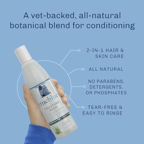 Trueblue Aloe & Avocado Moisture-Rich Conditioning Dog Crème – Conditioner Cream for Dogs, Puppies - Deodorizing, Moisturizing, Tearless – Toxin Free, Natural Botanical Blend – 12 Fl. Oz.