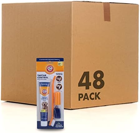 Arm & Hammer Tartar Control Dog Dental Kit, Banana Mint, 3-Piece, 48-Pack | Enzymatic toothpaste with toothbrush and fingerbrush, baking soda formula safe for puppies