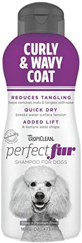 TropiClean Perfect Fur Dog Detangling Shampoo for Curly Coats, 16oz. | For Doodles, Poodles & Curly/Wavy Coat Breeds | Natural Moisturizing Formula | Puppy Safe