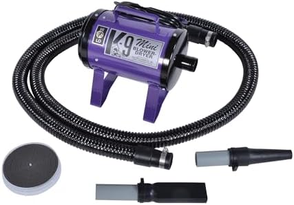 Electric Cleaner Company ECC Mini K-9 High-Velocity Dog Dryer – Portable Pet Blow Dryer with 2 Speeds, 10' Hose & Tips, Metallic Purple