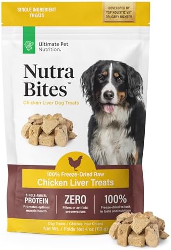 ULTIMATE PET NUTRITION Nutra Bites Freeze-Dried Dog Treats, Chicken Liver