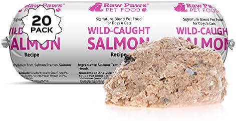 Raw Paws Frozen Raw Wild Salmon Recipe Dog & Cat Food, 1-lb Rolls (20 Pack)