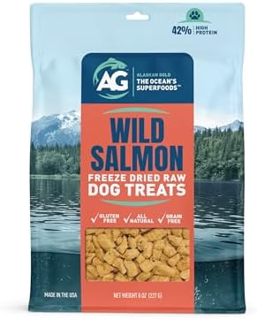 Wild Salmon Freeze-Dried Dog Treats, 8 oz – Single Ingredient, Grain-Free, High-Protein, All-Natural, Rich Omega-3s, Made in USA.