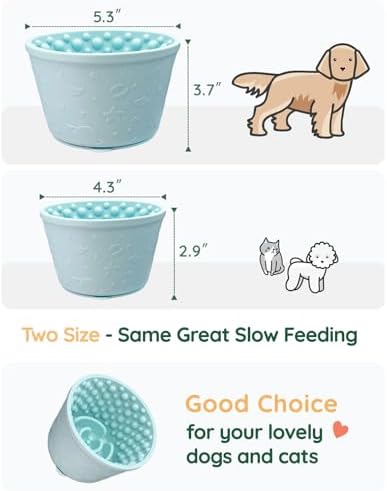 2-in-1 Licking Toy & Silicone Slow Feeder Bowls with Suction Cup - Non-Slip Mat for Bored Medium and Large Breed Dogs, Anxiety Relief, Anti-Choking (5.3" x 3.7", Mint Green)