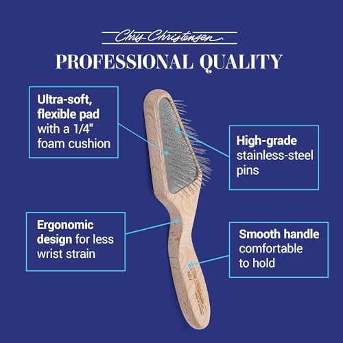 Chris Christensen Mark V Triangle Slicker Brush for Dogs, Stainless Steel, Brown