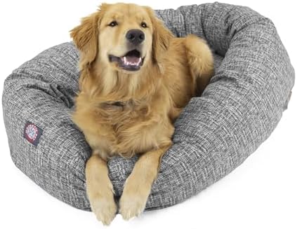 Majestic Pet Bagel Calming Dog Bed 32 in Medium, Round Washable, Lt. Black