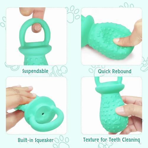 Latex Chew Dog Toys, Novelty Squeaky Pacifier Dog Toys, 5.2" Durable Pacifier Dog Chew Toys for Small and Medium Dogs (Green,1 Pcs)