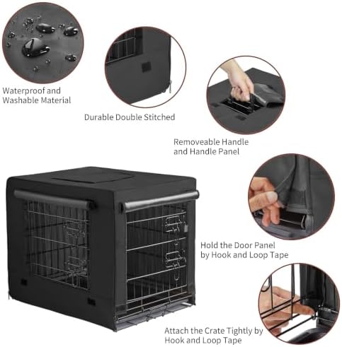 DONORO Dog Crates for Small Size Dogs Indoor Double Door Dog Kennels & Houses for Puppy and Cats, Collapsible Metal Contour Dog Cages (Black, 24.0" L x 18.0" W x 20.0" H)
