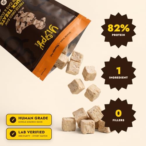 Freeze-Dried Duck Treats for Dogs & Cats — Single Ingredient, 100% Duck, Grain-Free High-Protein Treat & Food Topper, 4.23 oz (120g)