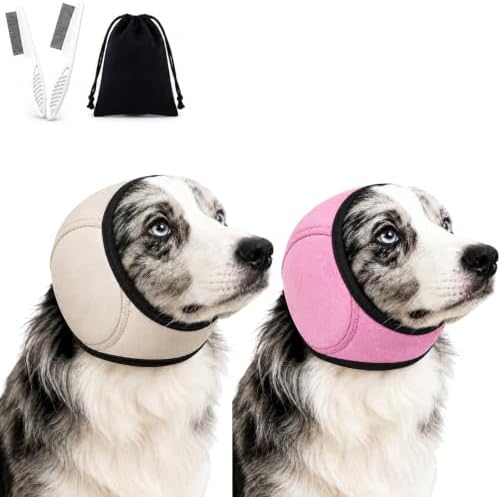 Dog Ear Muffs Noise Protection, Adjustable No-Flap Dog Ear Cover for Fireworks, Thunderstorms, Grooming, Blow Drying