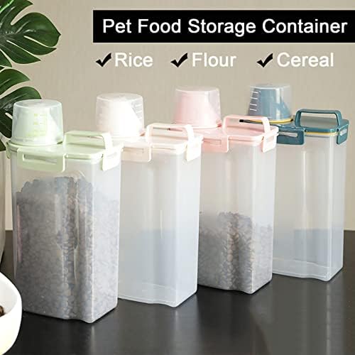 Pet Food Storage Container,3L Large Pet Cat Food Containers Bin with Lids,Kitchen Cereal Rice Storage Bin with Measuring Cup Silicone Bowl For Storage Dog Cat Small Pet Food (Blue)