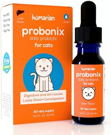Humarian Probonix Liquid Probiotics for Cats - 8-Strain Cat Probiotic Drops to Fortify Feline Gut Health, Dental Health, Immunity and More - 30-Day Supply - Liver Flavor