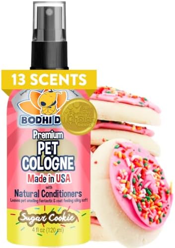 Bodhi Dog Premium Dog Cologne - Deodorizing Dog Perfume & Conditioner for Dogs & Cats - Natural Long Lasting Spray - Keeps Pets Fresh All Day - Gentle, Safe Formula, Made in USA (Sugar Cookie 4 Fl Oz)