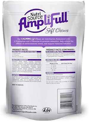 NutriSource AmpliFull Turkey Flavor Calming Dog Soft Chews, 1-Pack, 70 Chews