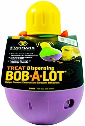 Starmark Bob-A-Lot Interactive Pet Toy, Large, Yellow/Green/Purple & Nina Ottosson by Outward Hound Dog Brick Interactive Treat Puzzle Dog Toy, Intermediate
