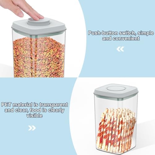 LEAWALK 4.2Qt Airtight Dog Cat Food Storage Container and Dog Treat Containers BPA-Free, PET Clear Stackable Pet Storage Bin, 1 Cup Scoop, 1 Sponge cleaning brush, Pop Top, With handle -1Pack