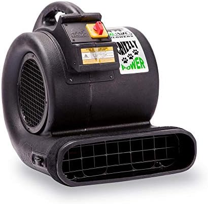 B-Air Grizzly Gp-1 1 HP 3550 CFM Air Grizzly Mover Carpet Dryer Floor Fan for Water Damage Restoration Equipment & Pet Cage Dryer Black